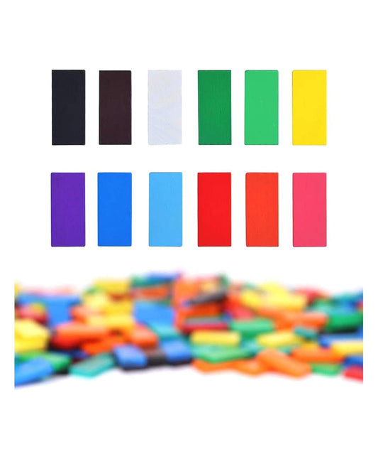 Colorful Wooden Domino Block Set for Kids Educational and Learning Activity Game Play | Helps in Skill Development and Color Recognition (12 Colors)
