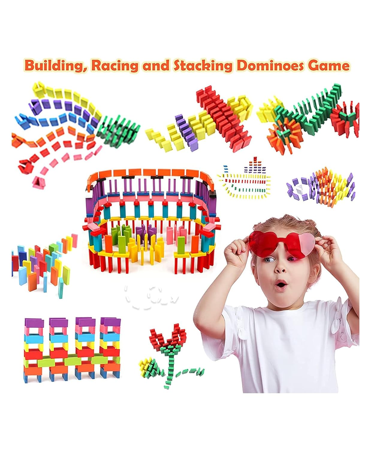 Colorful Wooden Domino Block Set for Kids Educational and Learning Activity Game Play | Helps in Skill Development and Color Recognition (12 Colors)