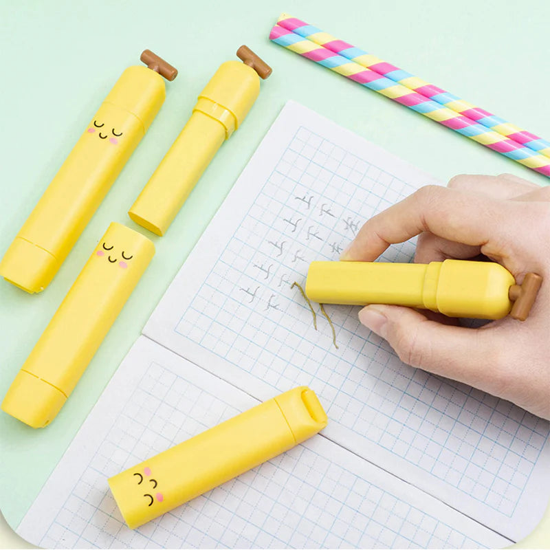 Cute Banana Push-Pull Eraser for Kids – Kawaii Retractable Stationery (1 Pcs)