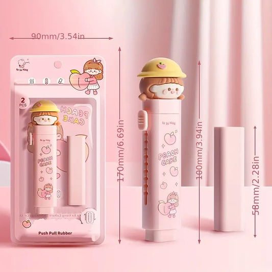 Cute Peach Cake Push-Pull Rubber Eraser for Kids (1 pcs)