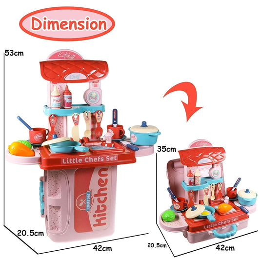 3 in 1 Suitcase Kitchen Set Toy Pretend Play Cooking Set for Kids