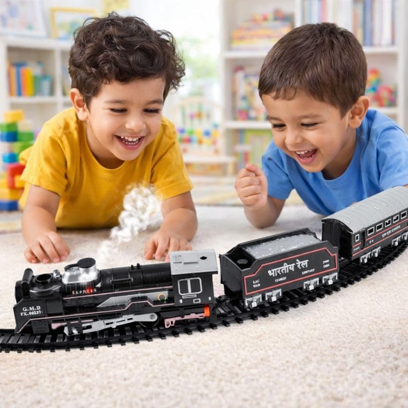 Rail Gadi Train Toy for kids with Smoke and Music