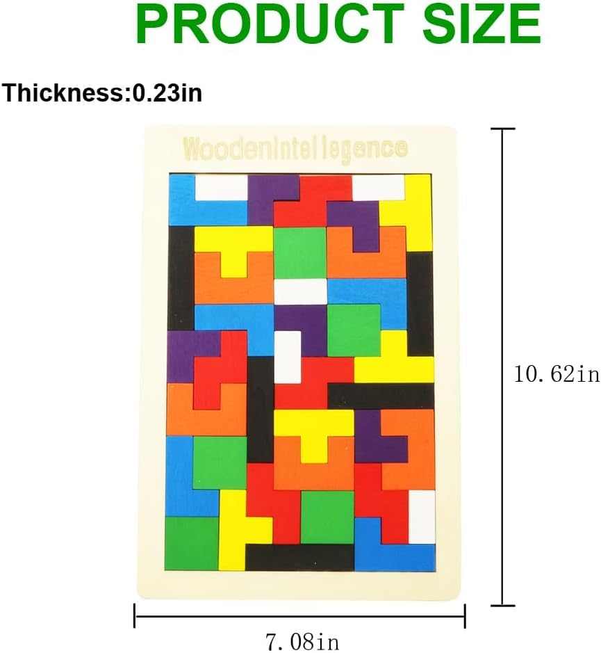 Wooden Russian Blocks Puzzles for Kids and Adults - 40 Pcs With Storage Bag, Intelligence Brain Teasers for Ages 3-8, Educational Toy Gift