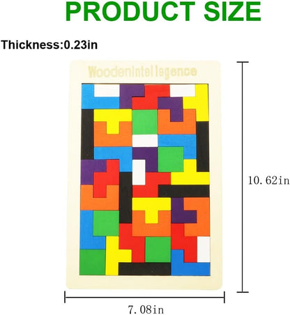 Wooden Russian Blocks Puzzles for Kids and Adults - 40 Pcs With Storage Bag, Intelligence Brain Teasers for Ages 3-8, Educational Toy Gift