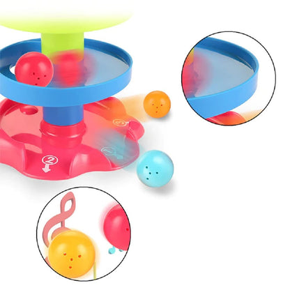 Rolling and Swirling Ramp Toy for Baby and Toddlers | 5 Layer Ball Drop Tower with 3 Colorful Plastic Rattle Balls | Stack-Drop-Roll Fun Toy - Color As Per Stock