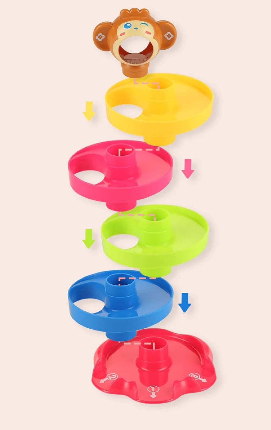 Rolling and Swirling Ramp Toy for Baby and Toddlers | 5 Layer Ball Drop Tower with 3 Colorful Plastic Rattle Balls | Stack-Drop-Roll Fun Toy - Color As Per Stock