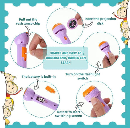 Projector Torch, Animal Slide Show Flashlight Toy, 6 Slides