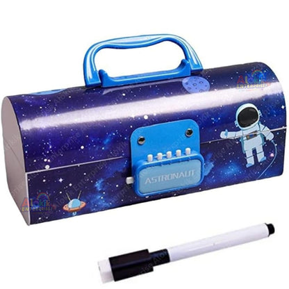 Space Pencil Box for Kids - Suitcase Style Password Lock Case, Multi-Layer Stationary Organizer, Return Gift