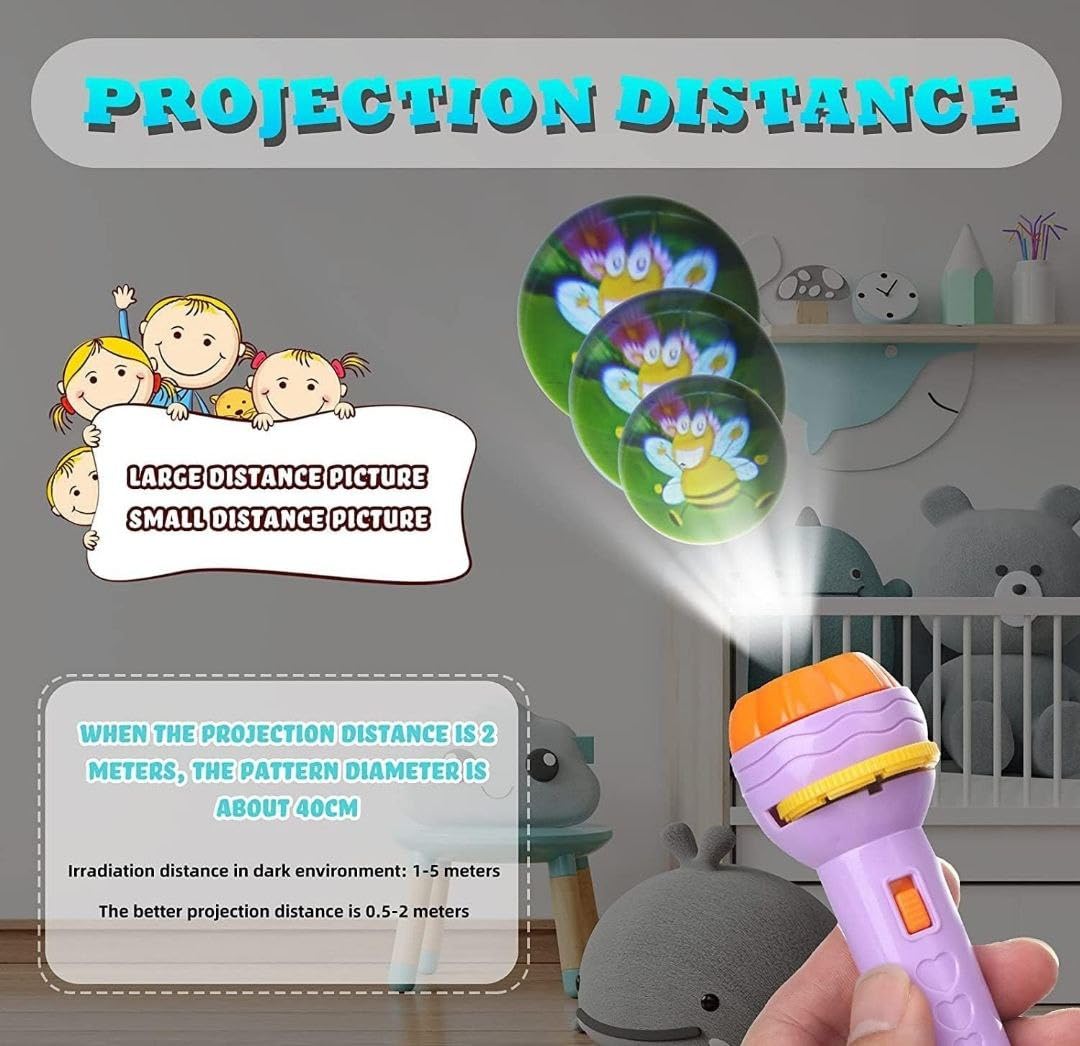 Projector Torch, Animal Slide Show Flashlight Toy, 6 Slides