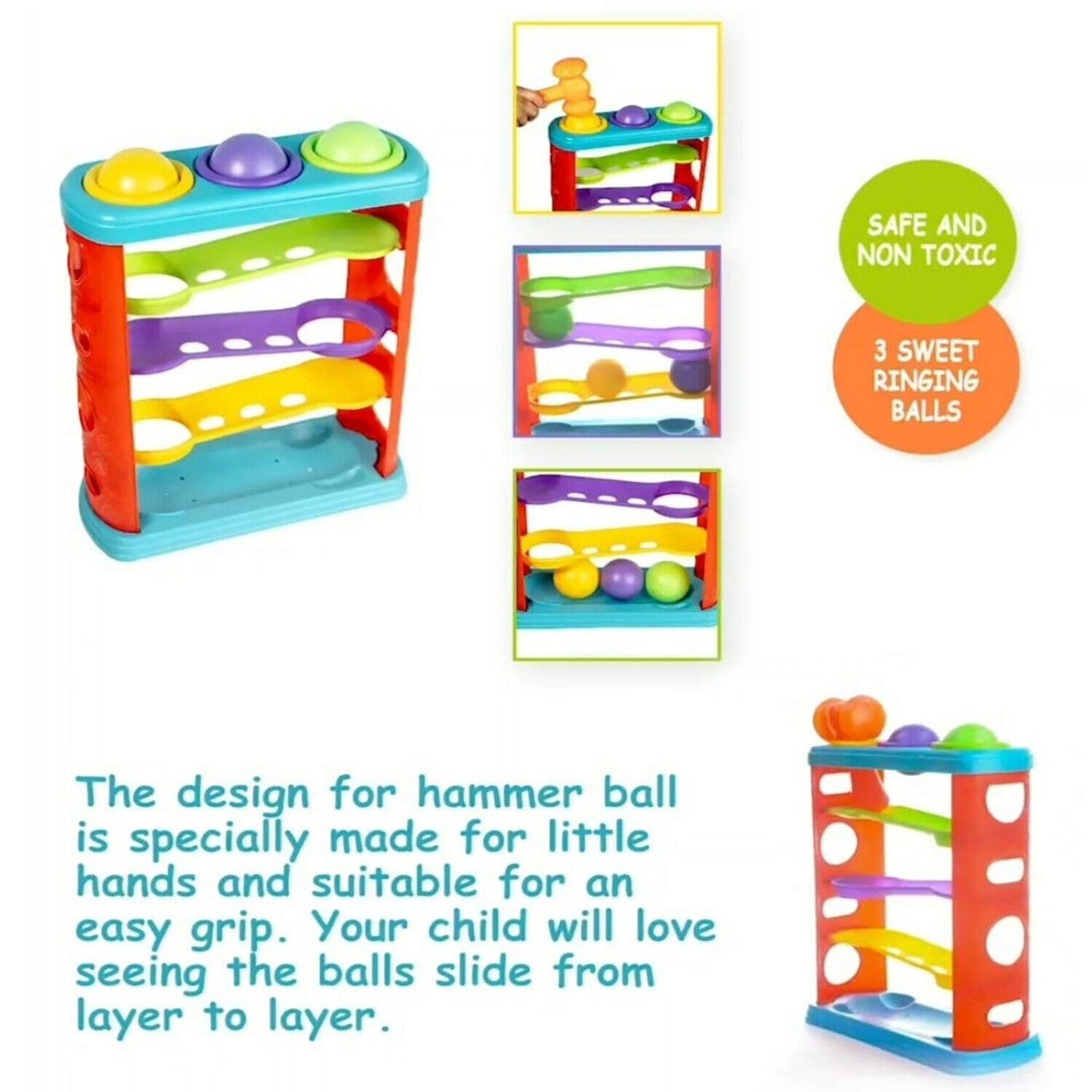3-Layer Hammer Ball Toy for Kids Ages 3+: Interactive Fun with Three Balls and Layers of Excitement