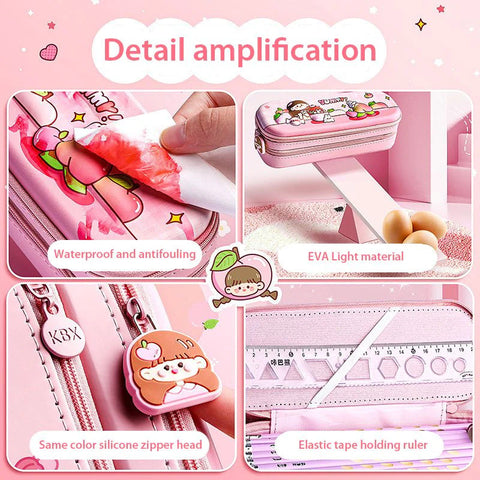 Double Layer Cartoon Pencil pouch for kids Large Capacity Pencil Case
