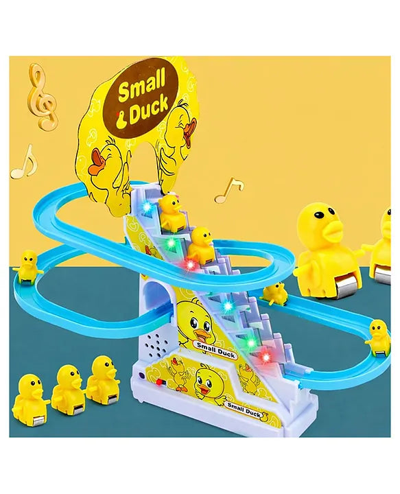 Small Duck Climbing Stairs Toy with Music & LED Lights | Automatic Duck Track Set for Kids