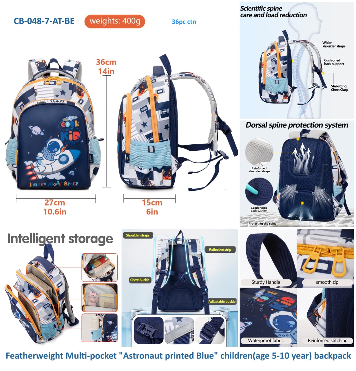 Astronaut Printed Blue children bag