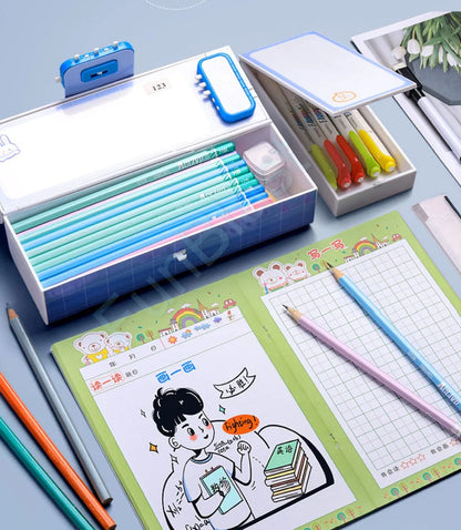 Unicorn Suitcase Style Pencil Box With Lock Password (Dinosaur- purple)