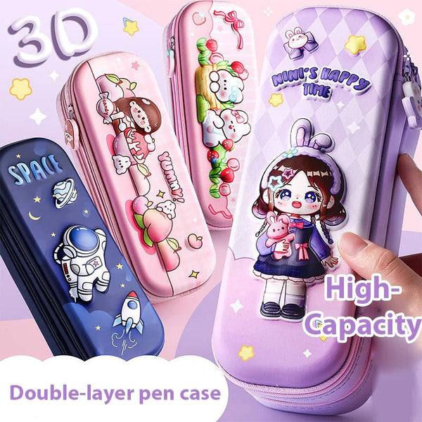Double Layer Cartoon Pencil pouch for kids Large Capacity Pencil Case