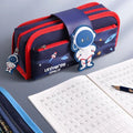 Space Pencil Pouch for Kids Multi Compartment Large Capacity Stationery Organizer