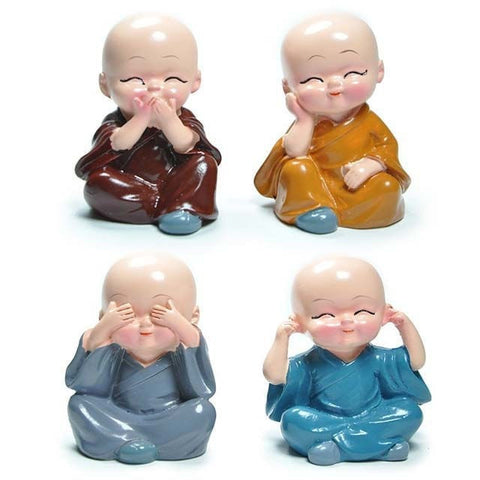 4 Pcs Buddha Monk Statue