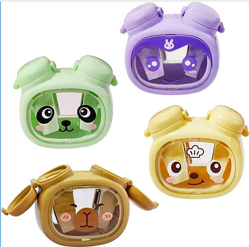 Cute Cartoon Alarm Clock Dual Hole Pencil Sharpener with Storage Box for Kids