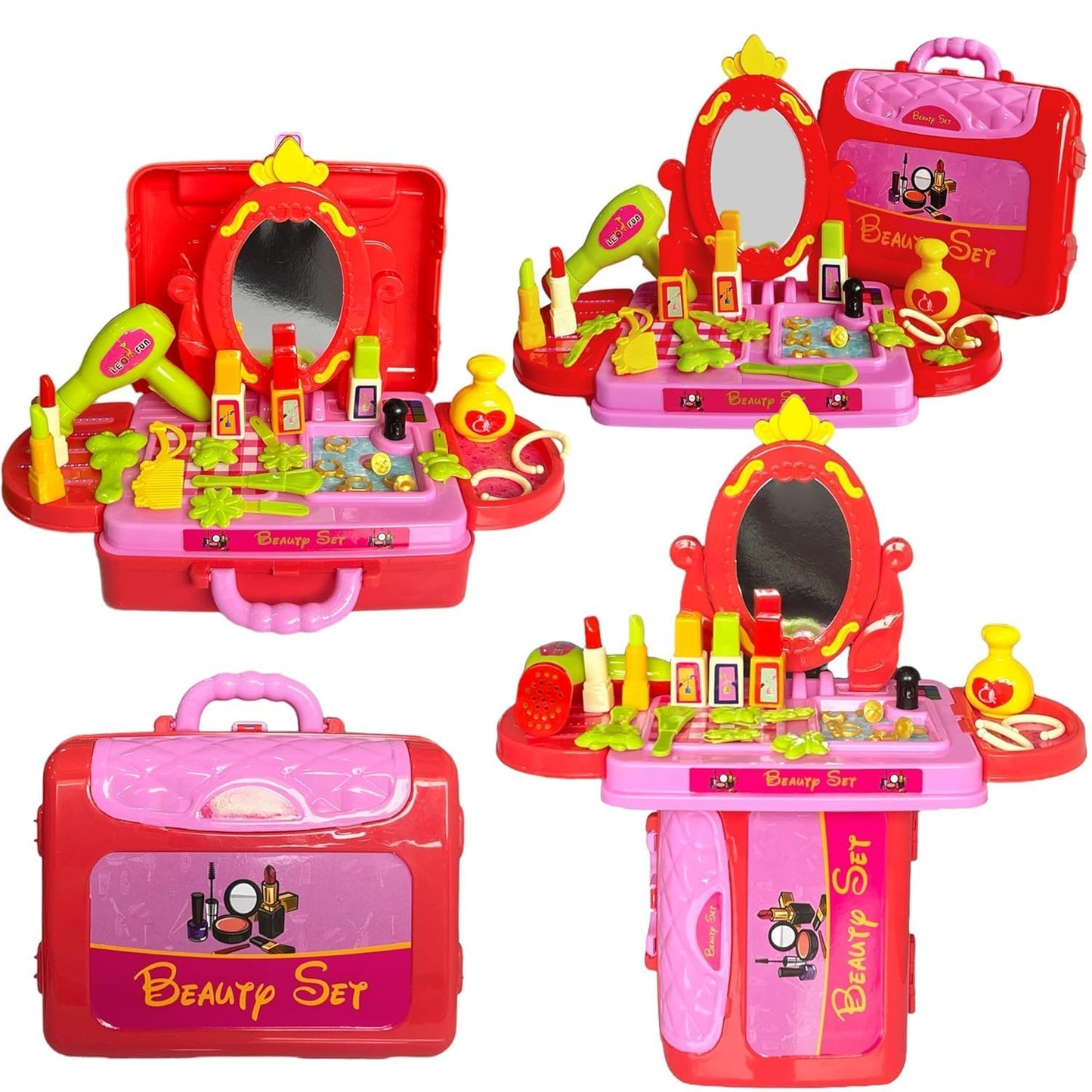 Kids Beauty Set 3 in 1 Makeup Vanity Suitcase Toy for Girls