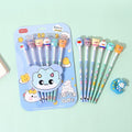 Cute Cartoon Animal Topper HB Pencil Set for Kids – 6 PCS Pastel Stationery Pack