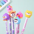 Cute Cartoon Animal Topper HB Pencil Set for Kids – 6 PCS Pastel Stationery Pack