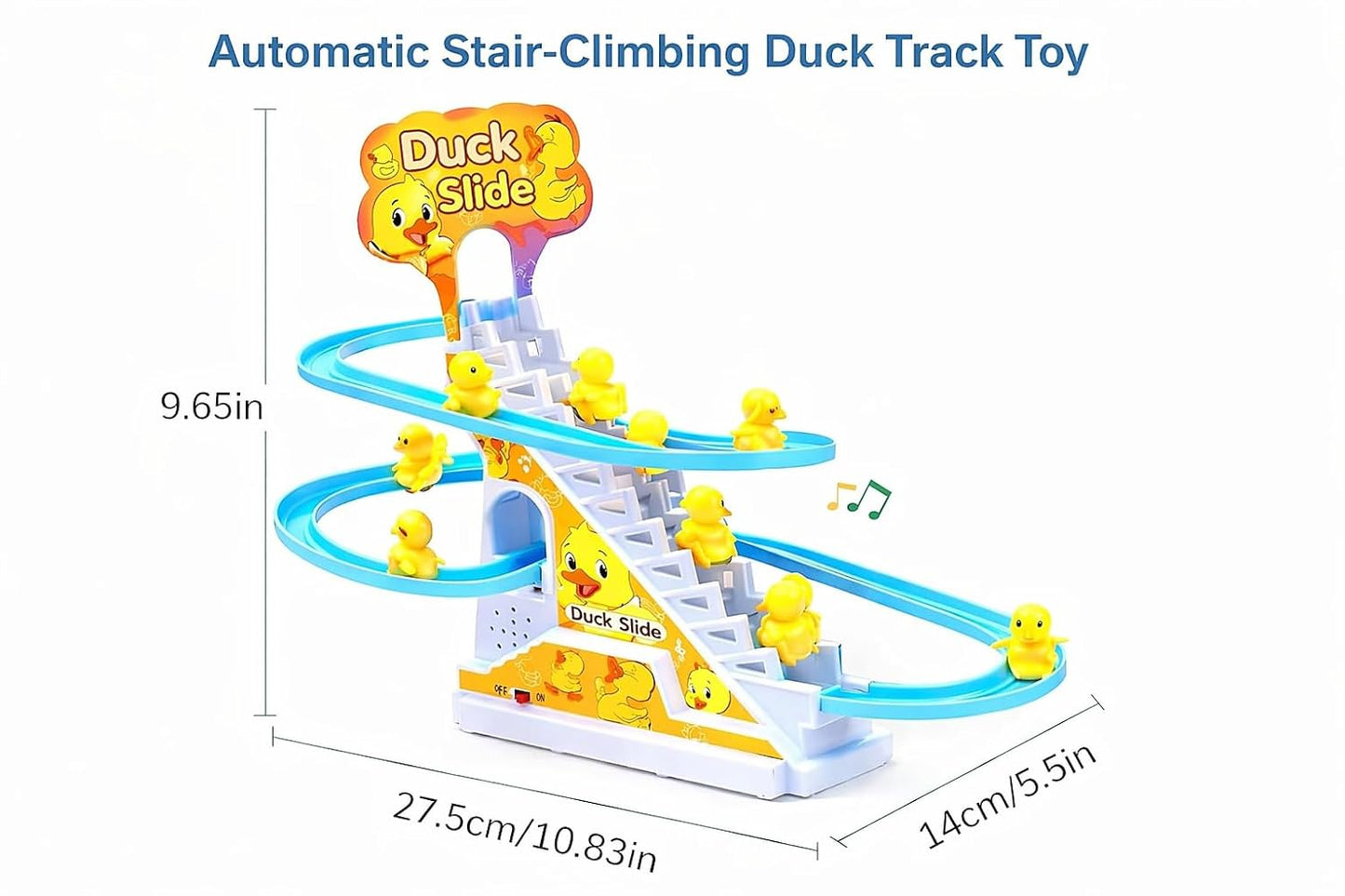 Duck Slide Climbing Stairs Toy with Music & LED Lights – Electric Duck Track Set for Kids