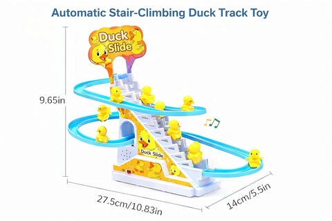 Duck Slide Climbing Stairs Toy with Music & LED Lights – Electric Duck Track Set for Kids
