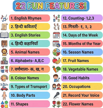 Education Mobile Phone Toy with 28 Functions Hindi English Learning Toy for Kids