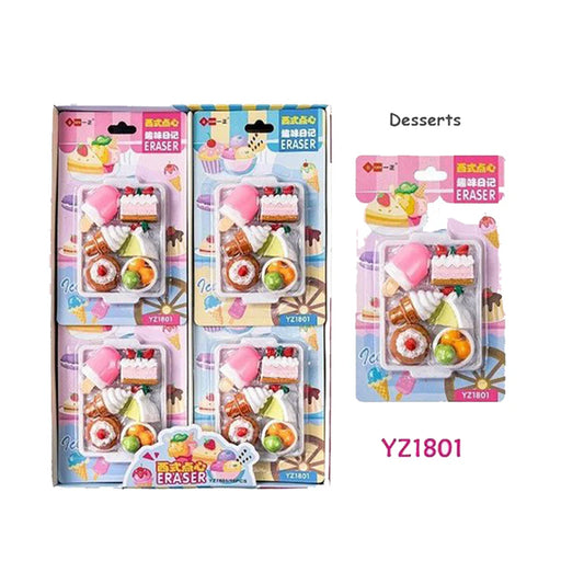 Cute Kawaii Food Eraser Set for Kids – Dessert & Fast Food Theme (6 pcs)