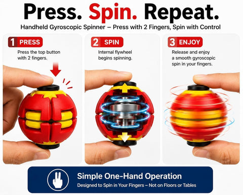 Gear Spin to Rotate Fidget Ball Toy with Light Stress Relief Sensory Toys