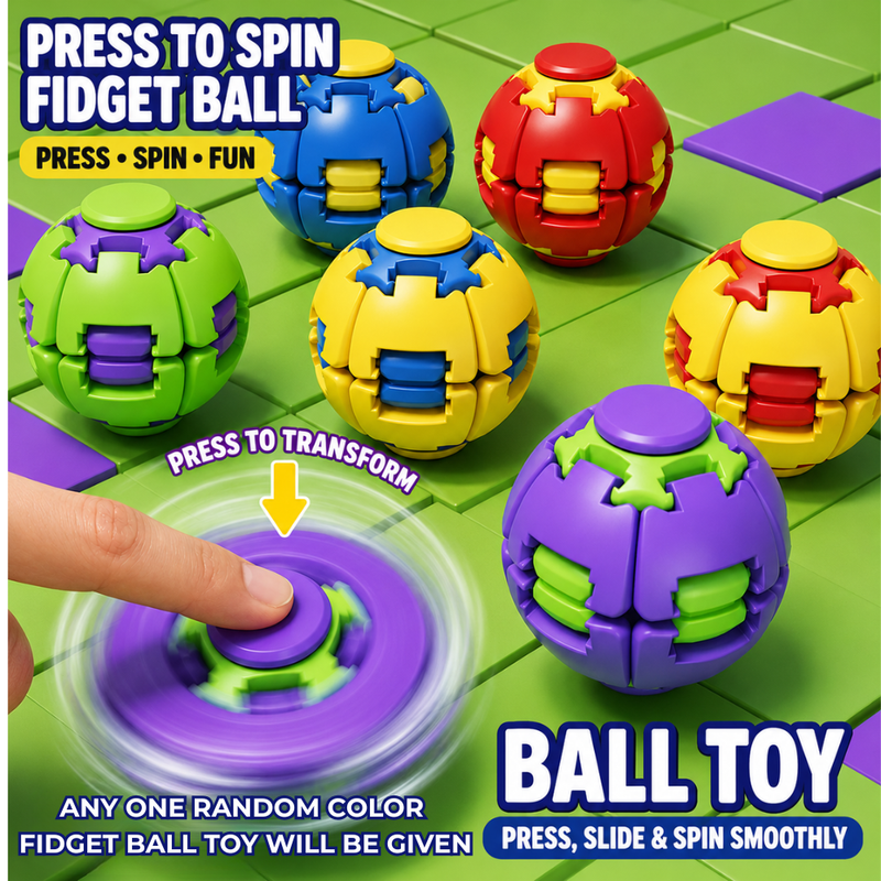 Gear Spin to Rotate Fidget Ball Toy with Light Stress Relief Sensory Toys