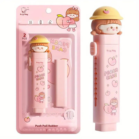 Cute Peach Cake Push-Pull Rubber Eraser for Kids (1 pcs)