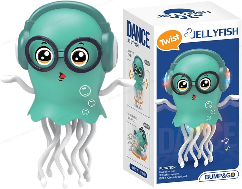 Cute Dancing Jellyfish Toy with LED Lights, Music & Bump-and-Go Action for Kids