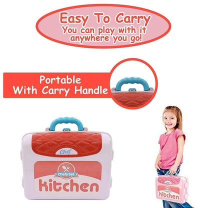 3 in 1 Suitcase Kitchen Set Toy Pretend Play Cooking Set for Kids