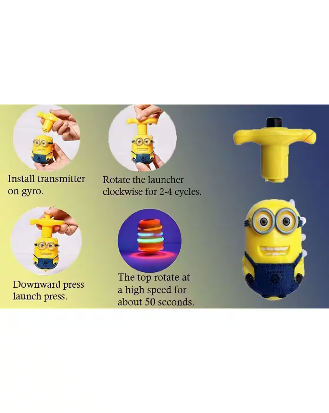 Minion spinning Top Toy with Light and Music