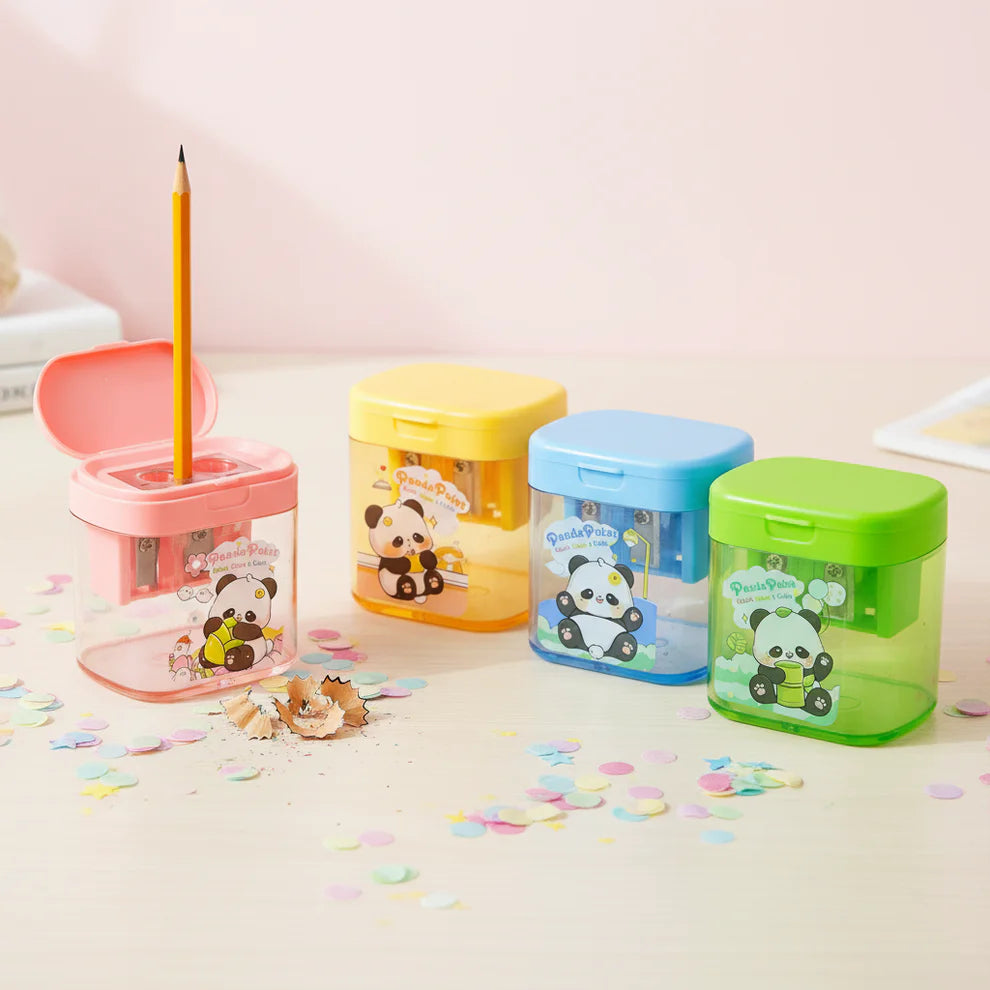 Cute Panda Pencil Sharpener with Container – Kawaii Pencil Sharpener for Kids