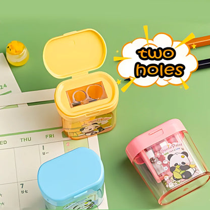Cute Panda Pencil Sharpener with Container – Kawaii Pencil Sharpener for Kids
