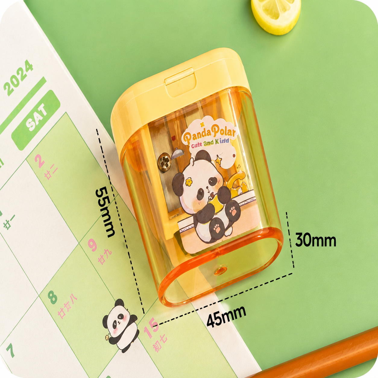 Cute Panda Pencil Sharpener with Container – Kawaii Pencil Sharpener for Kids