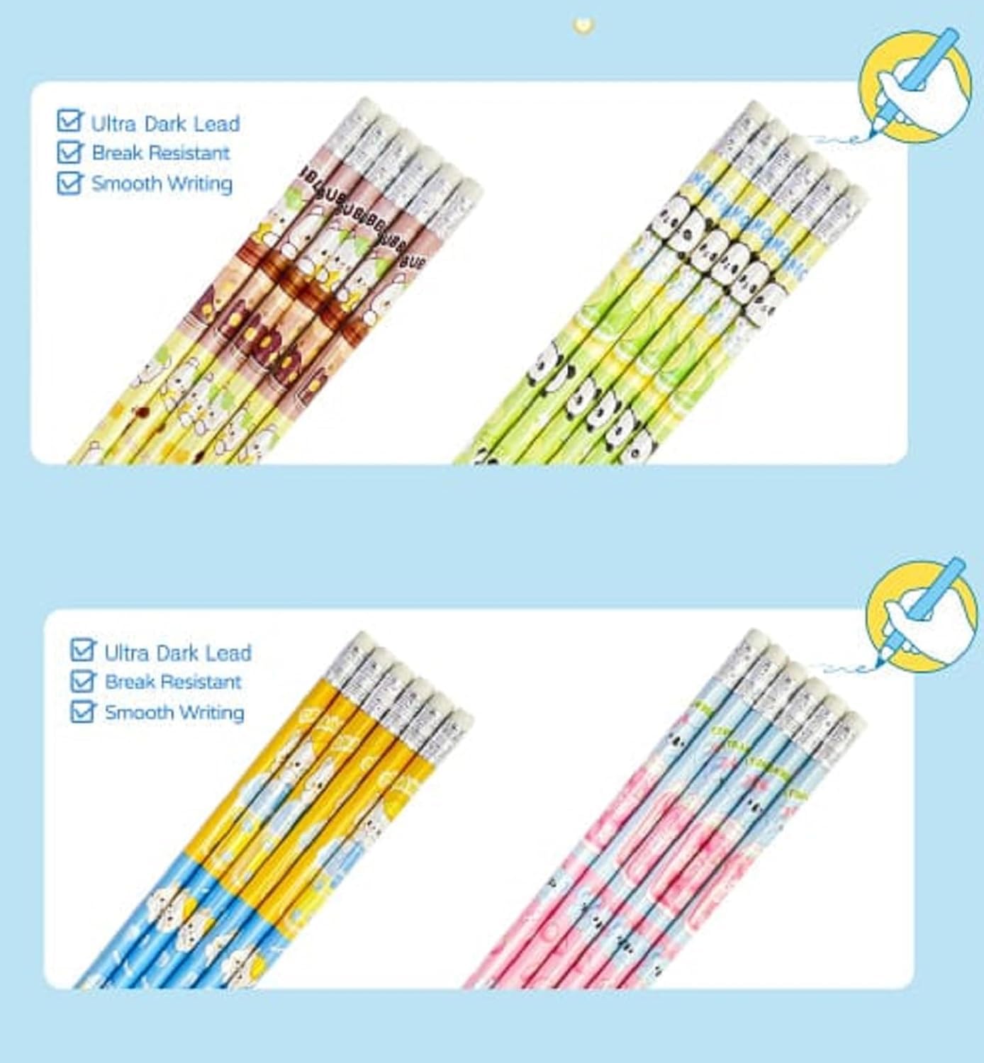 24 Pcs Extra Dark HB Pencil Set – Smooth Writing Graphite Pencils for School, Drawing & Office Use