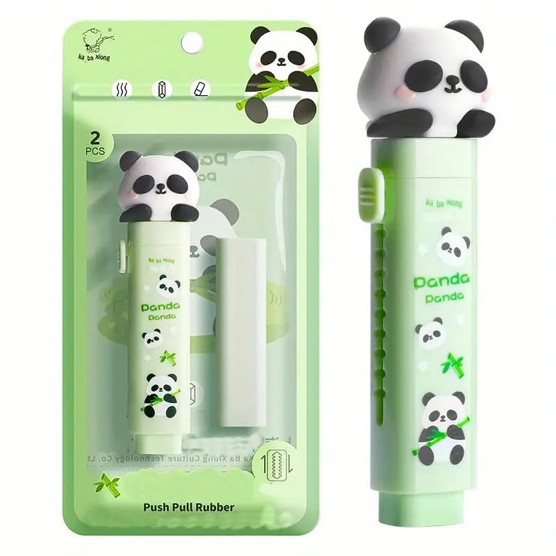 Cute Panda Retractable Eraser – Cartoon Pencil Eraser for School & Office Use (1 pcs)