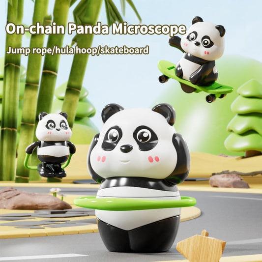Cute Panda Wind Up Toy Set for Kids – Wobbling Panda Toys with Skateboard, Jump Ring & Balance Action