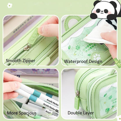 Double Layer EVA Pencil Case for Kids Large Capacity Waterproof Stationery Organizer Pouch
