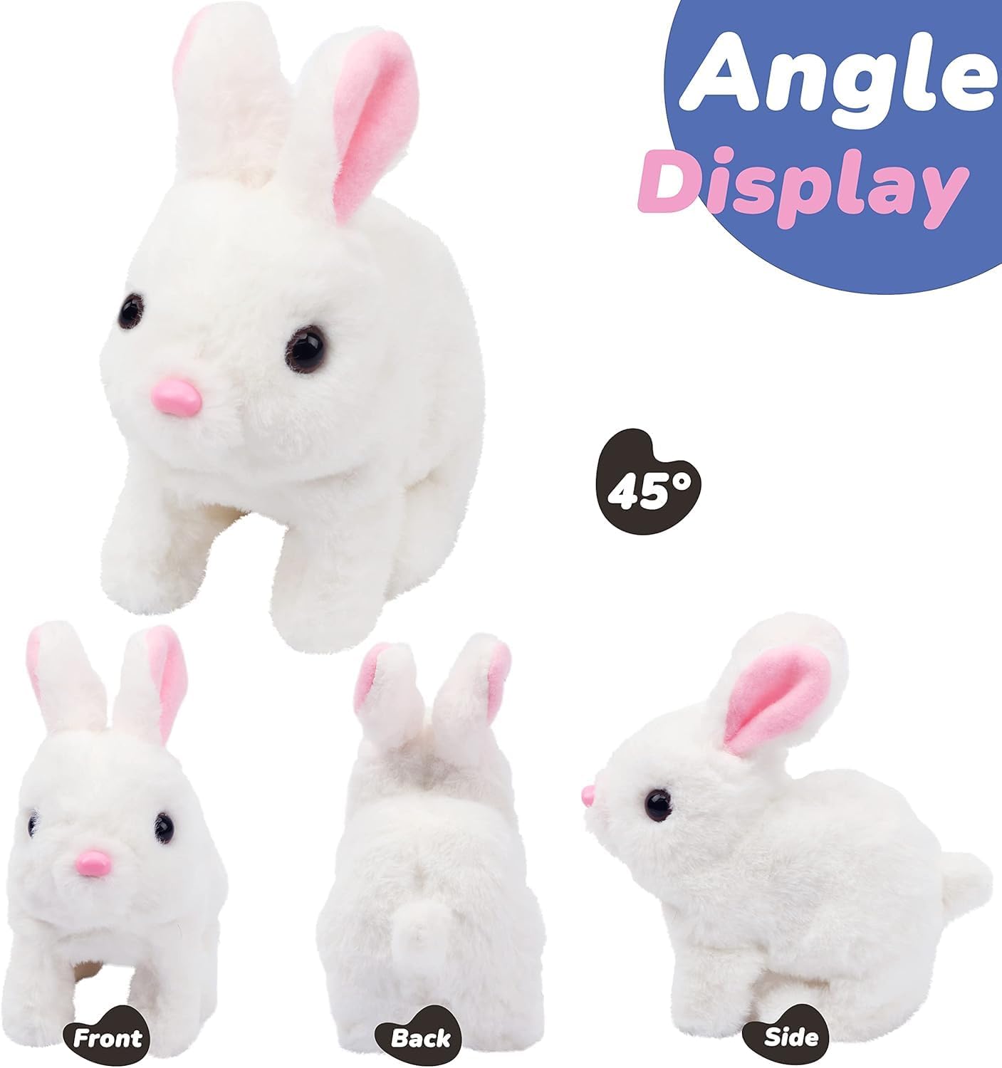 Walking Talking Rabbit Toy for Kids, Plush Bunny with Hopping, Jumping, Wiggling Ears & Sound