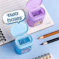 Cute Rabubu Pencil Sharpener for Kids – Double Hole Sharpener with Shavings Container
