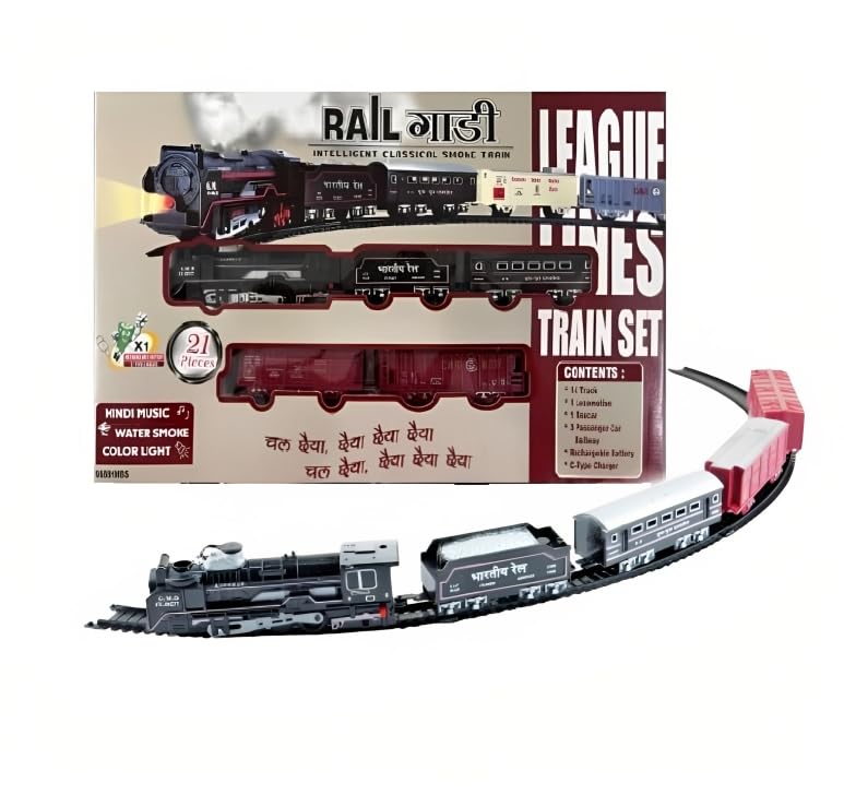 Rail Gadi Train Toy for kids with Smoke and Music