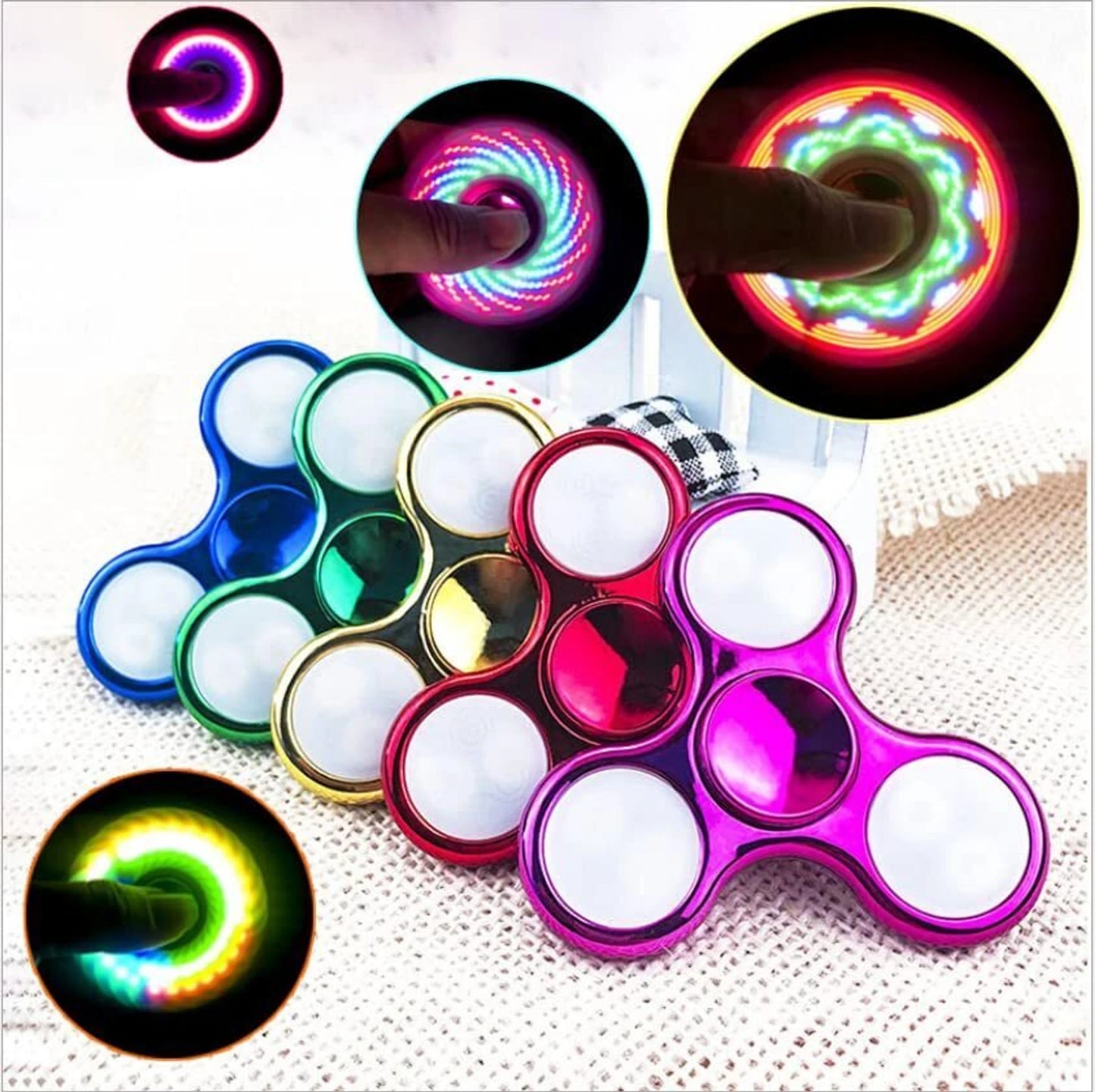 LED Light Up Fidget Spinner | Glow in the Dark Hand Spinner Toy for Kids & Adults (Multicolor)