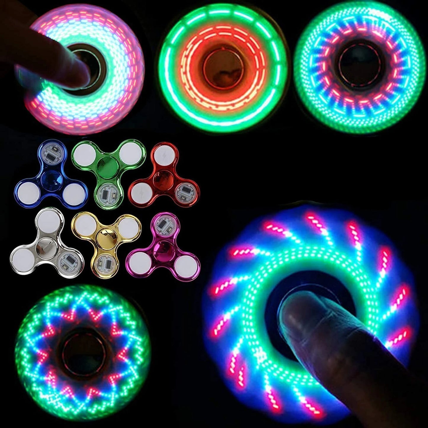 LED Light Up Fidget Spinner | Glow in the Dark Hand Spinner Toy for Kids & Adults (Multicolor)