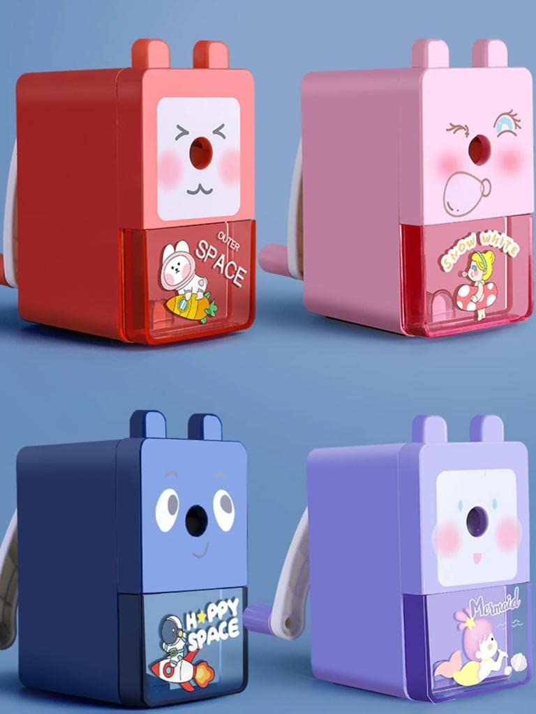 Cute Bunny Hand Crank Pencil Sharpener with Shavings Tray for Kids 1 pcs