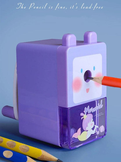 Cute Bunny Hand Crank Pencil Sharpener with Shavings Tray for Kids 1 pcs