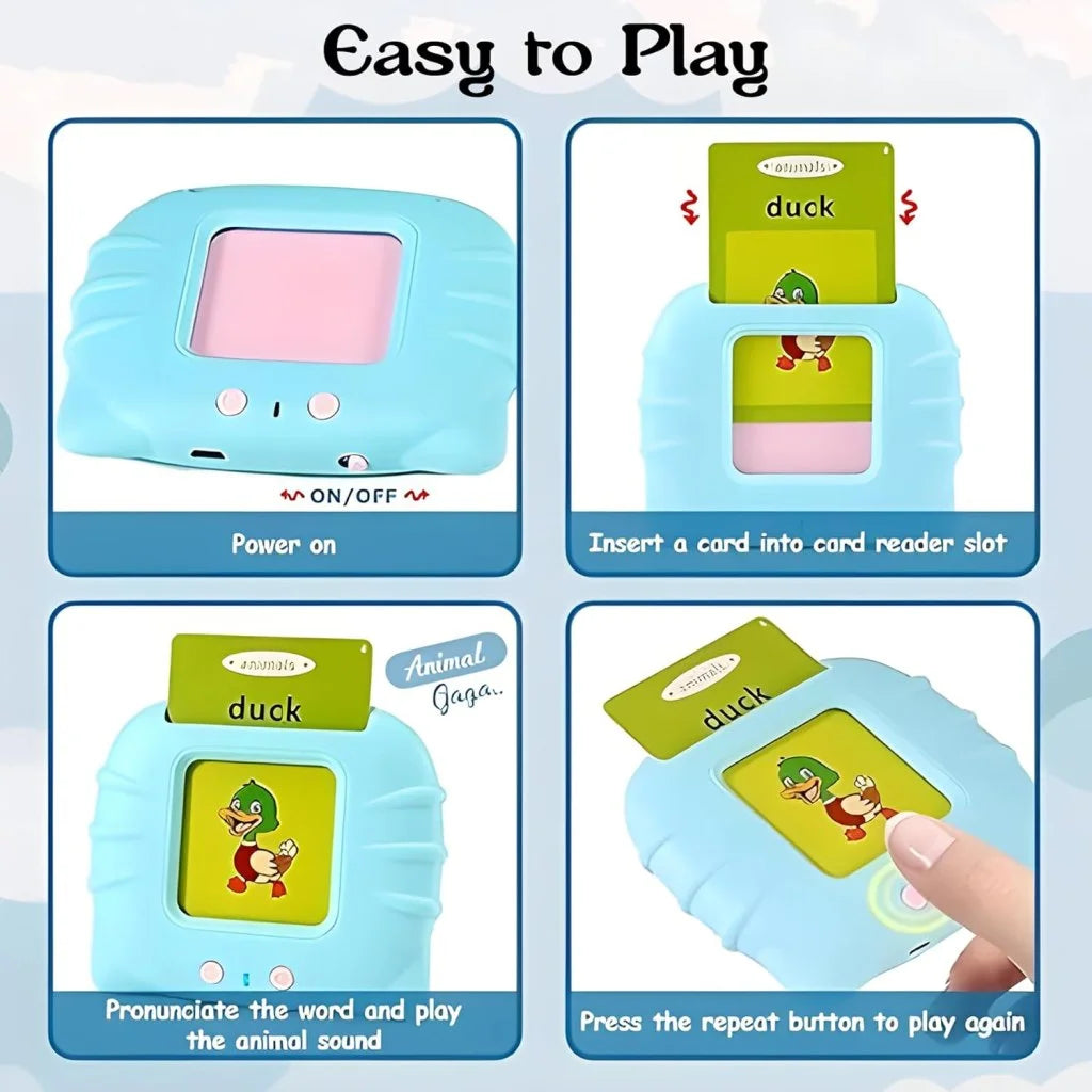 Montessori Talking Flash Cards for Kids – Educational Learning Toy with Speech, Sound & Vocabulary Card Reader for Toddlers